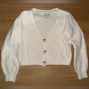 Pink Rose Bow Button Sweater